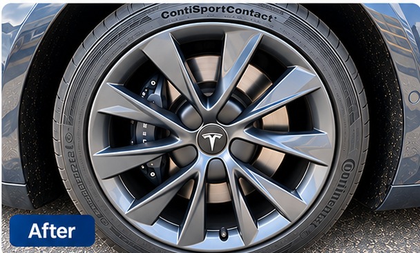 Tesla wheel after cosmetic repair